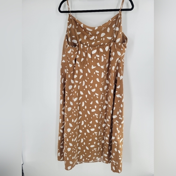 Old Navy Brown Cream Print Cowl Neck Satin Midi Slip Dress Size 2X - Picture 6 of 8